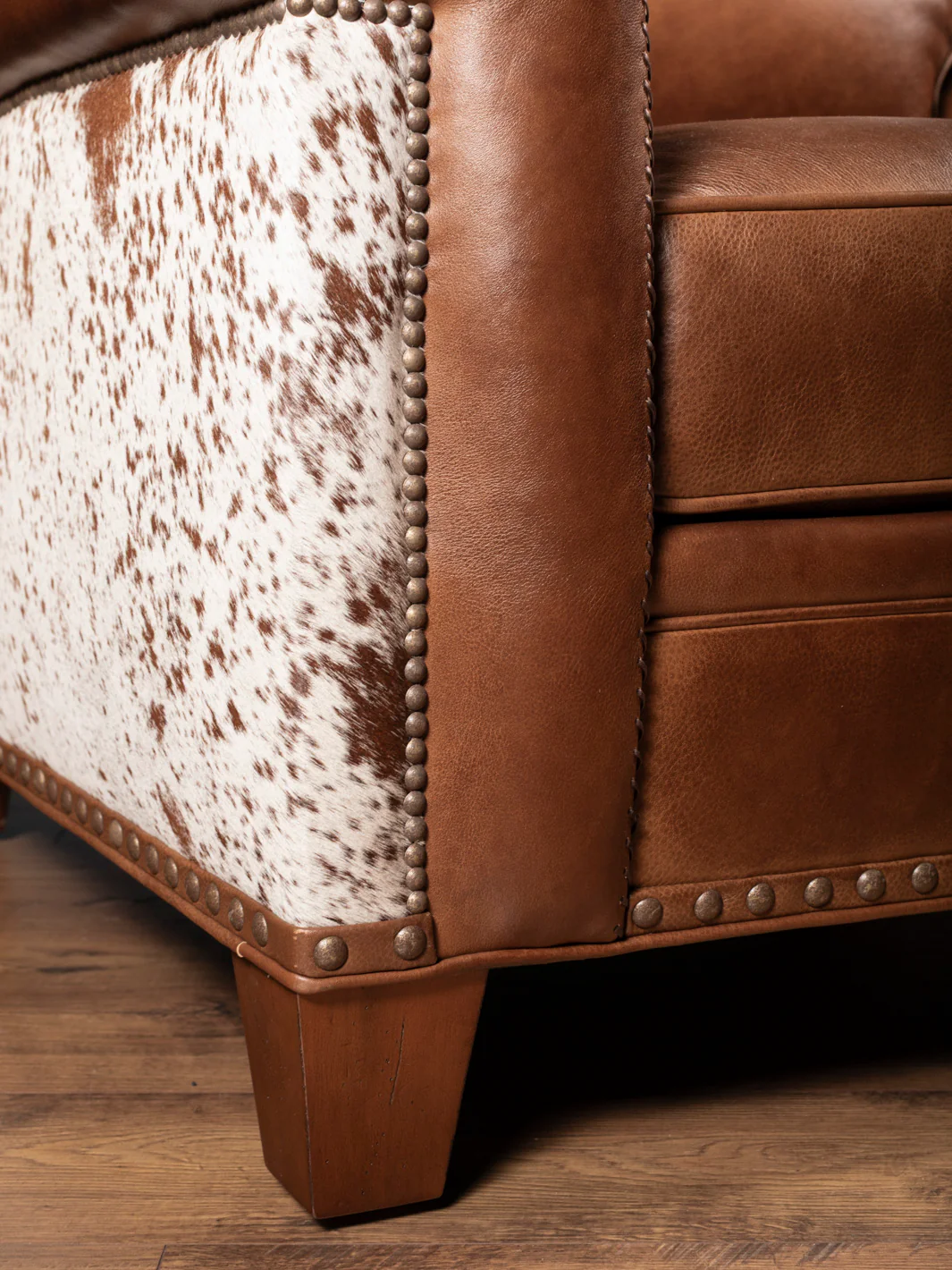 Antique Leather Stitch Leather Chair - Image 3
