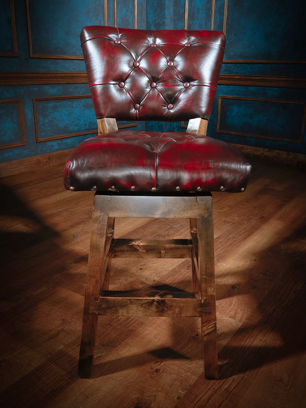 Armless Hacienda Tufted Leather Chisum Bar Stool - Image 3