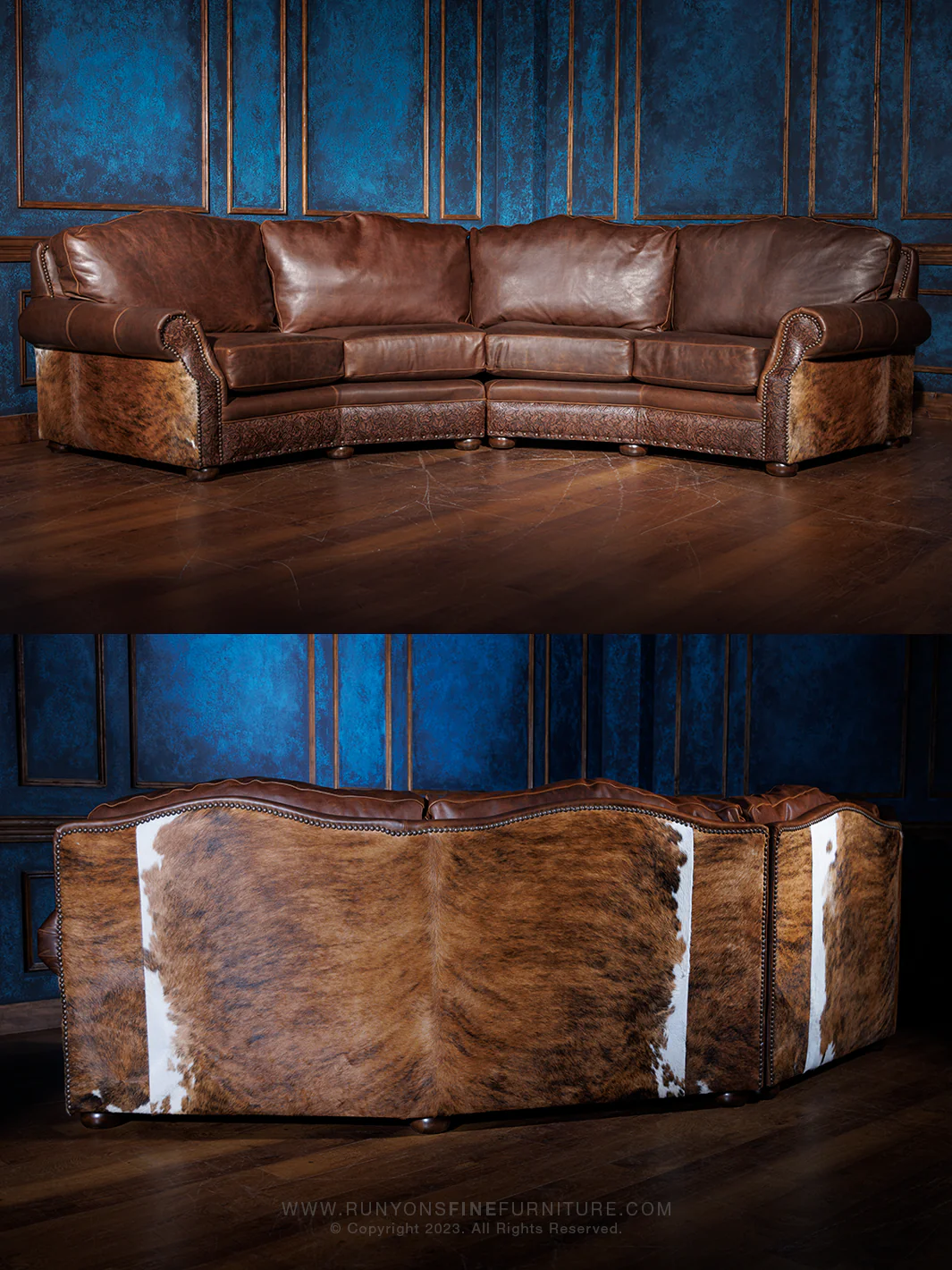 Berkshire Red Oak Leather Sofa