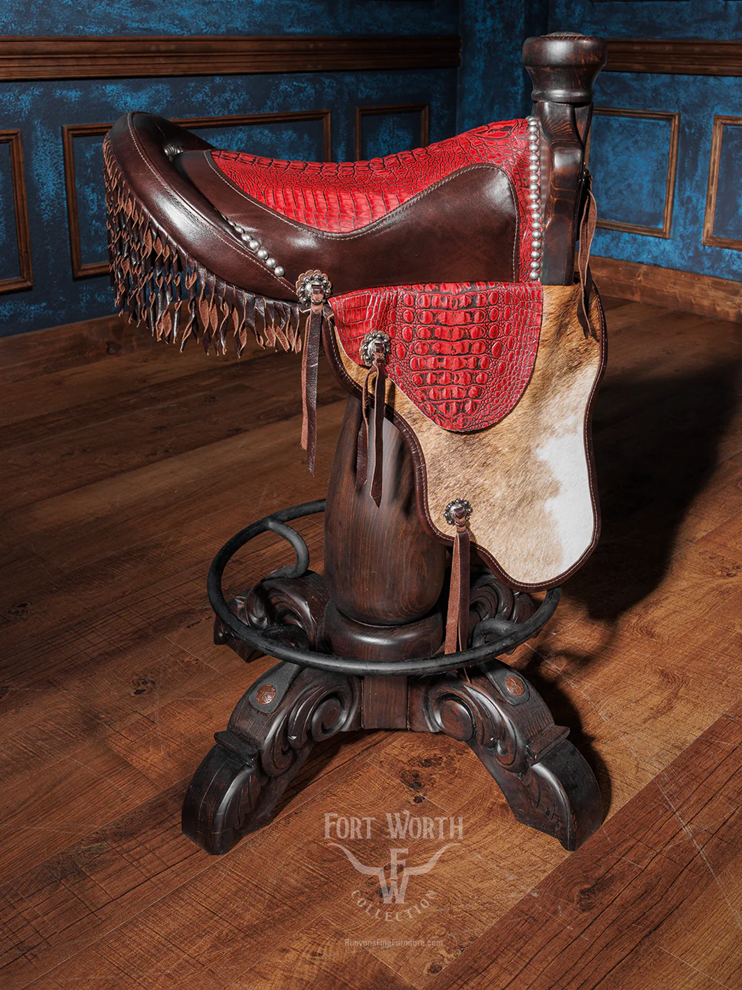 Blazing Red Saddle Bar Stool - Image 2