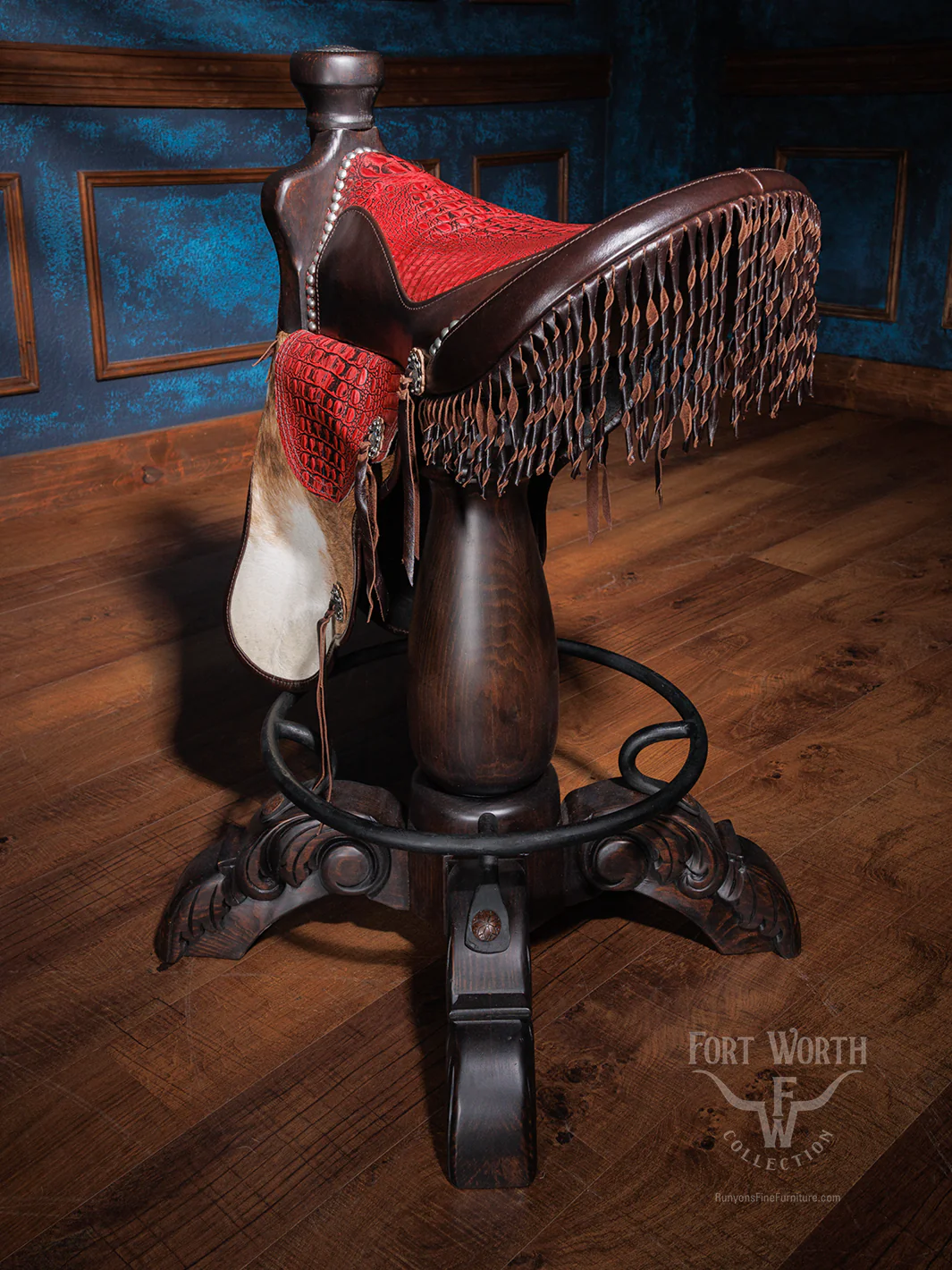 Blazing Red Saddle Bar Stool - Image 3
