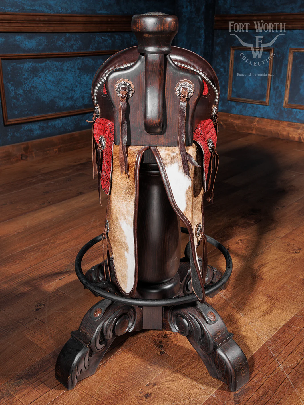 Blazing Red Saddle Bar Stool - Image 4