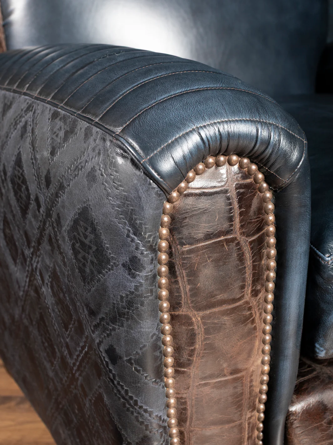Blue Leather Cigar Chair - Image 3