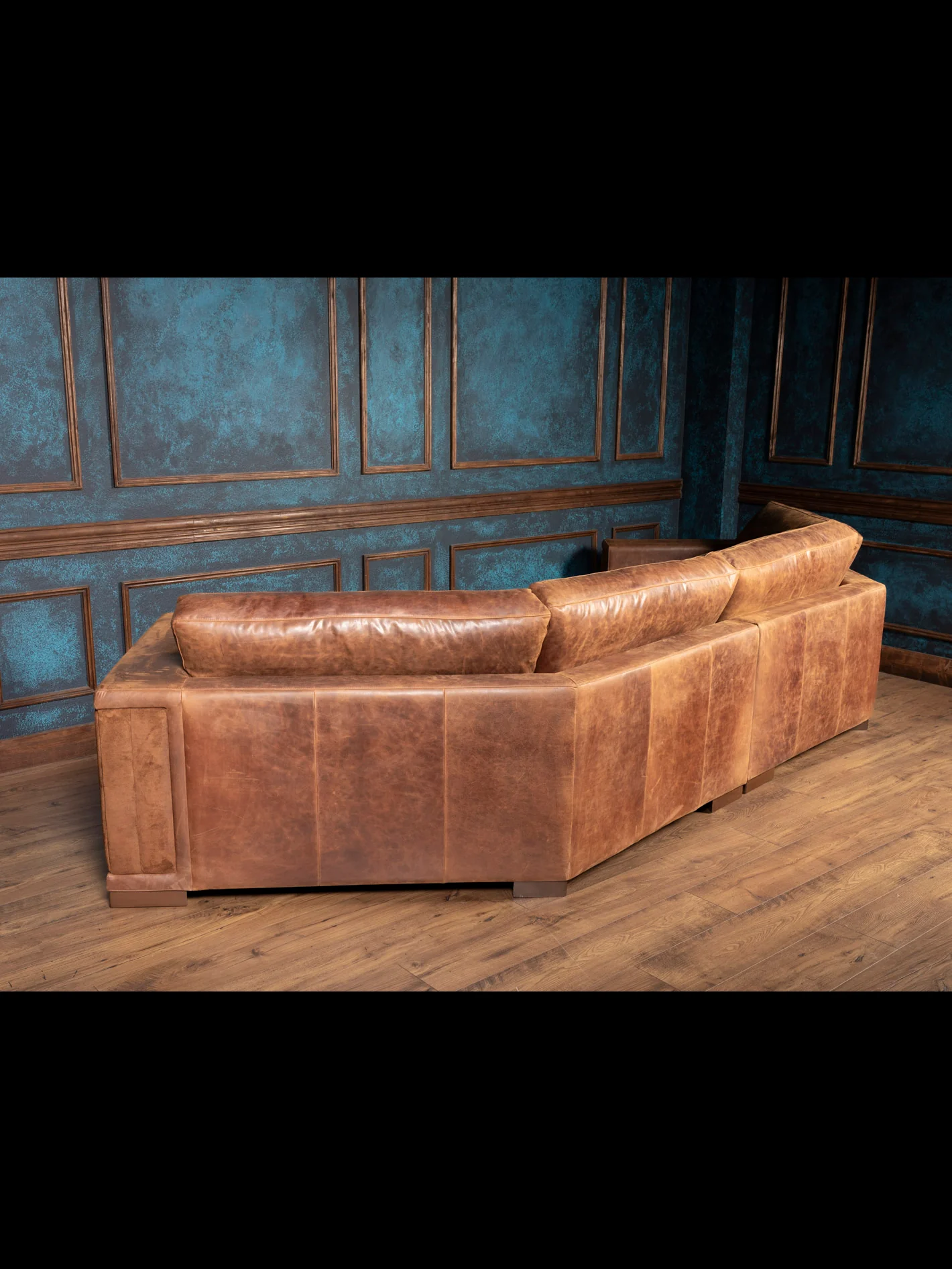 Brown Sycamore Laced Leather Sectional Sofa - Image 7