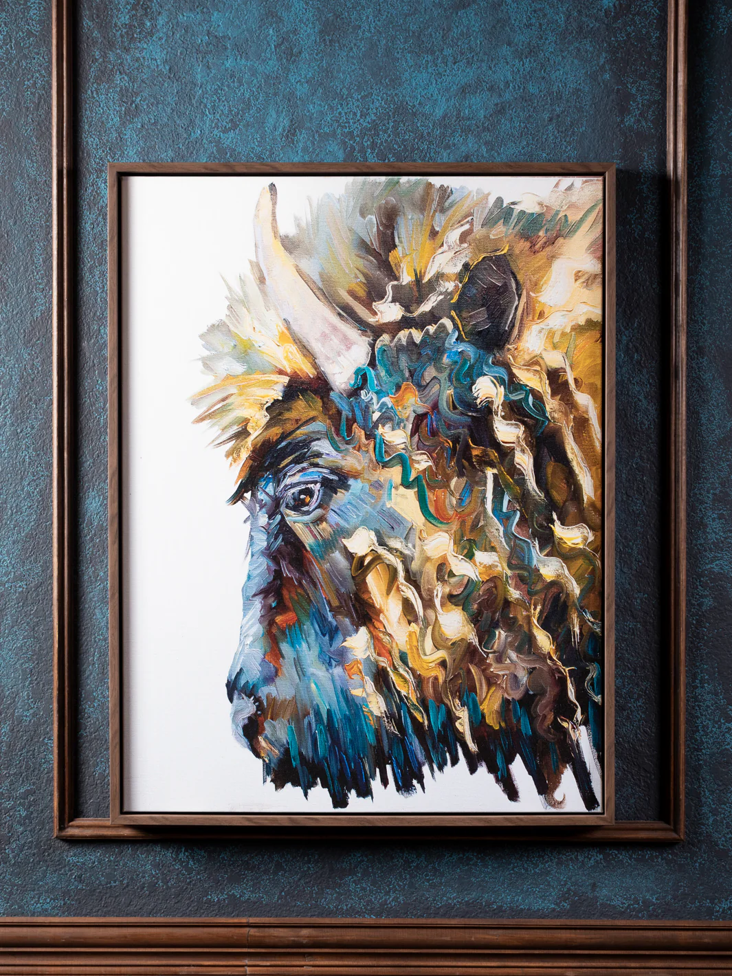 Buffalo on White by Diana Whitehead