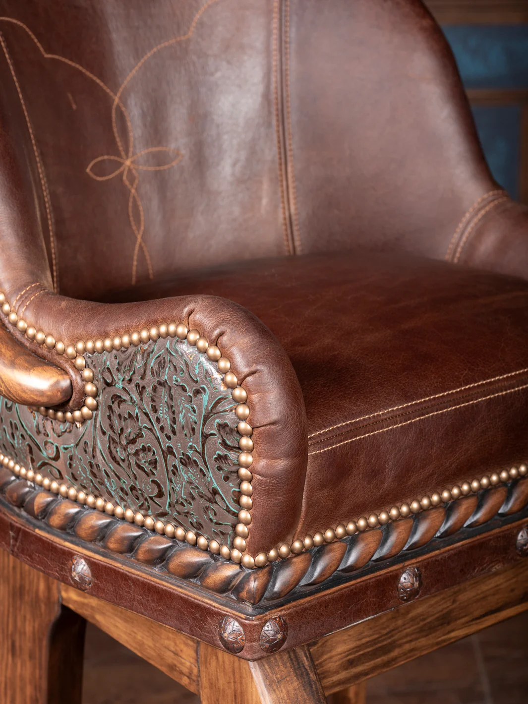 Burning Bronze Leather Bar Stool - Image 2