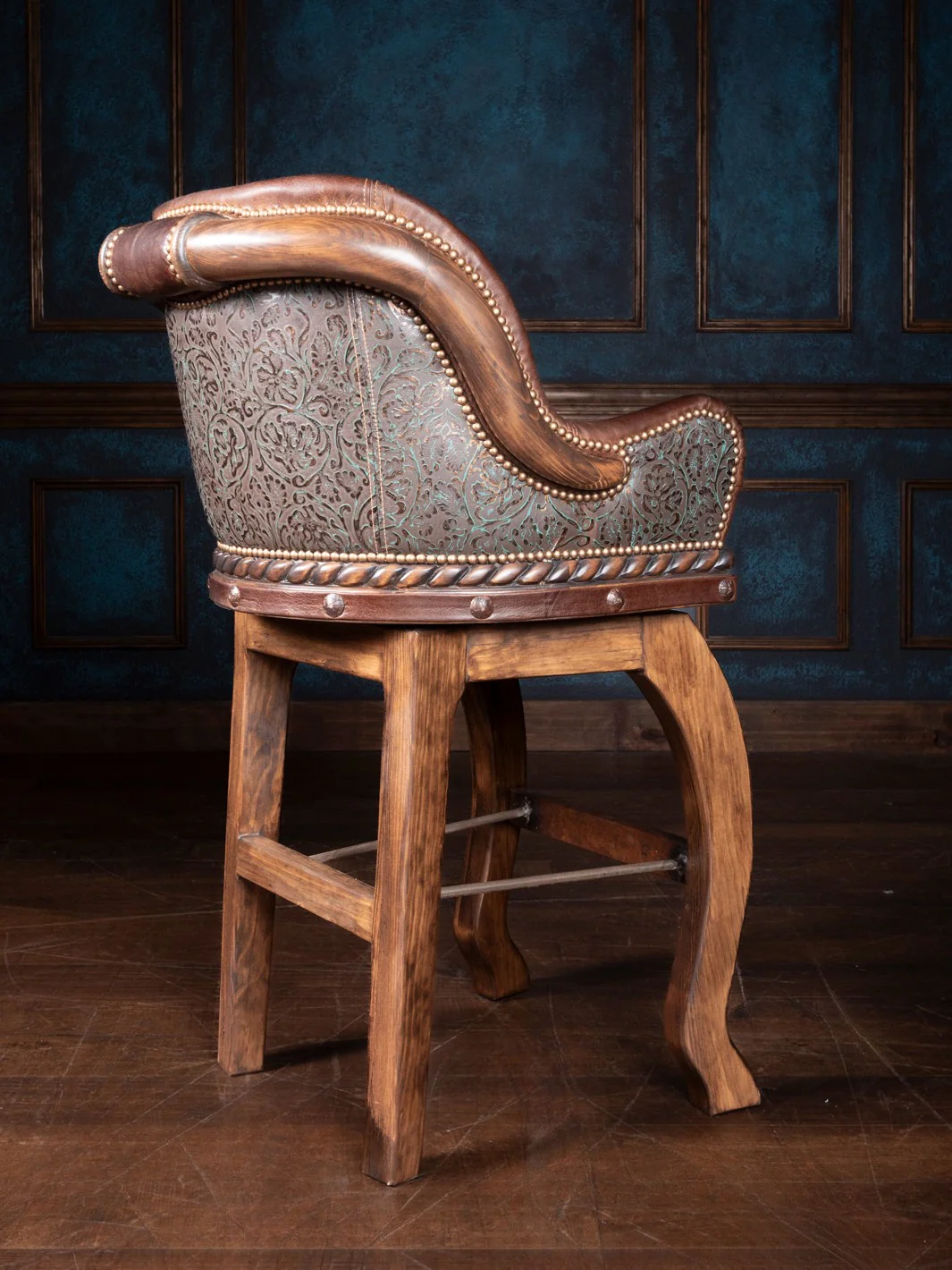 Burning Bronze Leather Bar Stool - Image 3