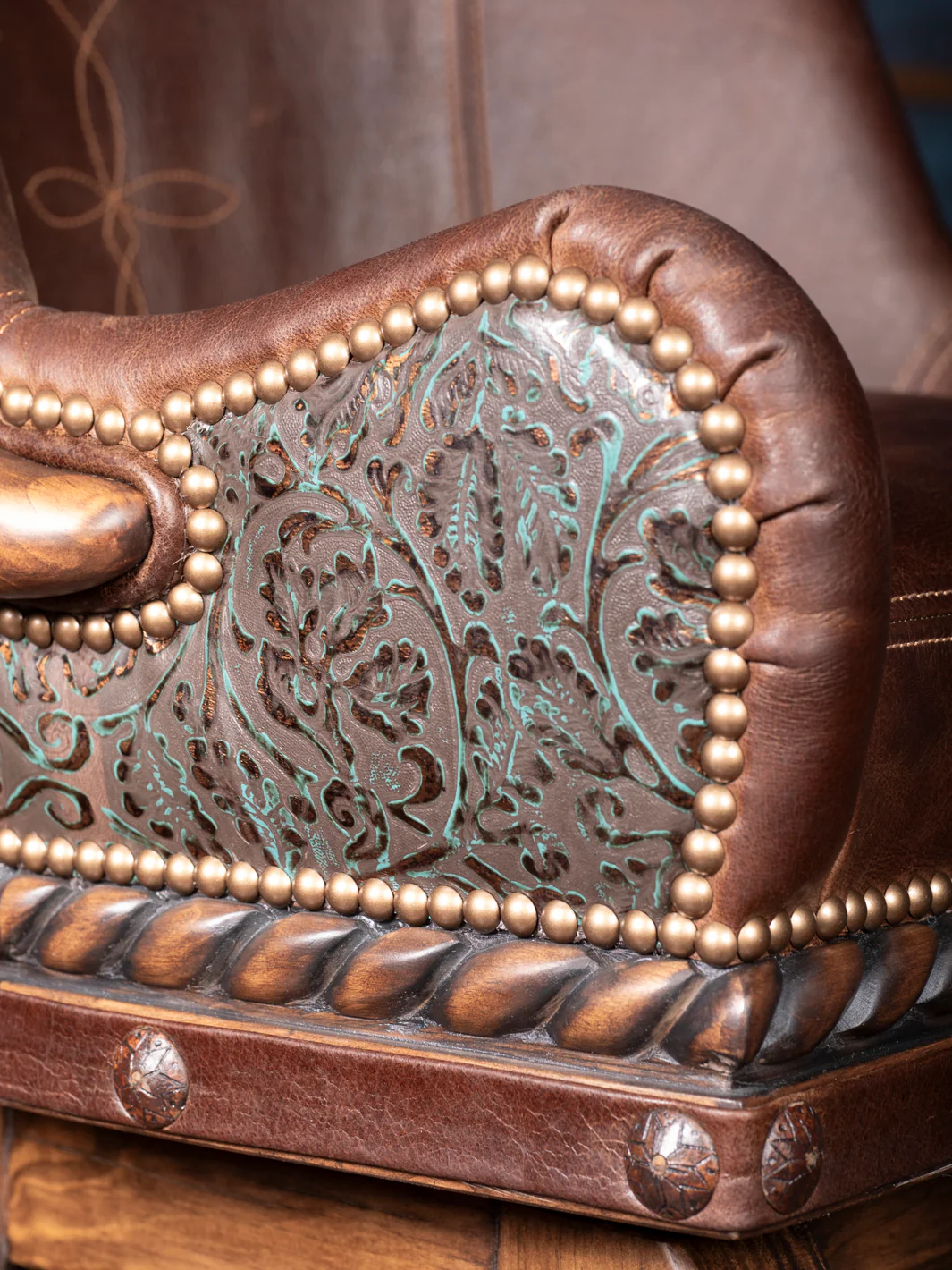 Burning Bronze Leather Bar Stool - Image 4