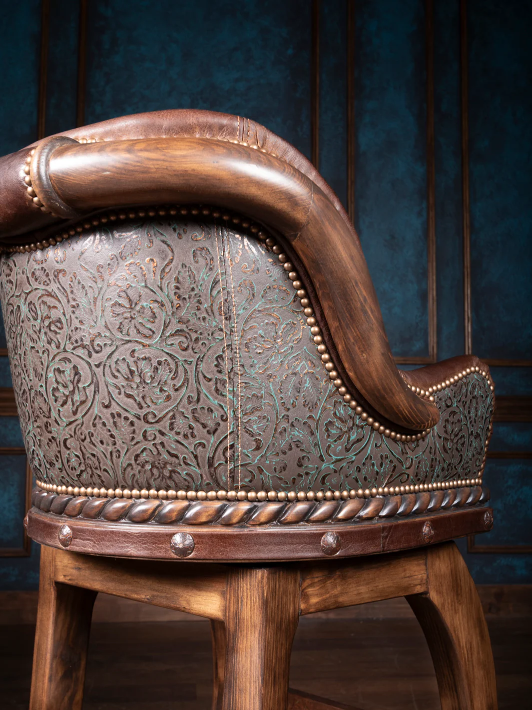 Burning Bronze Leather Bar Stool - Image 5