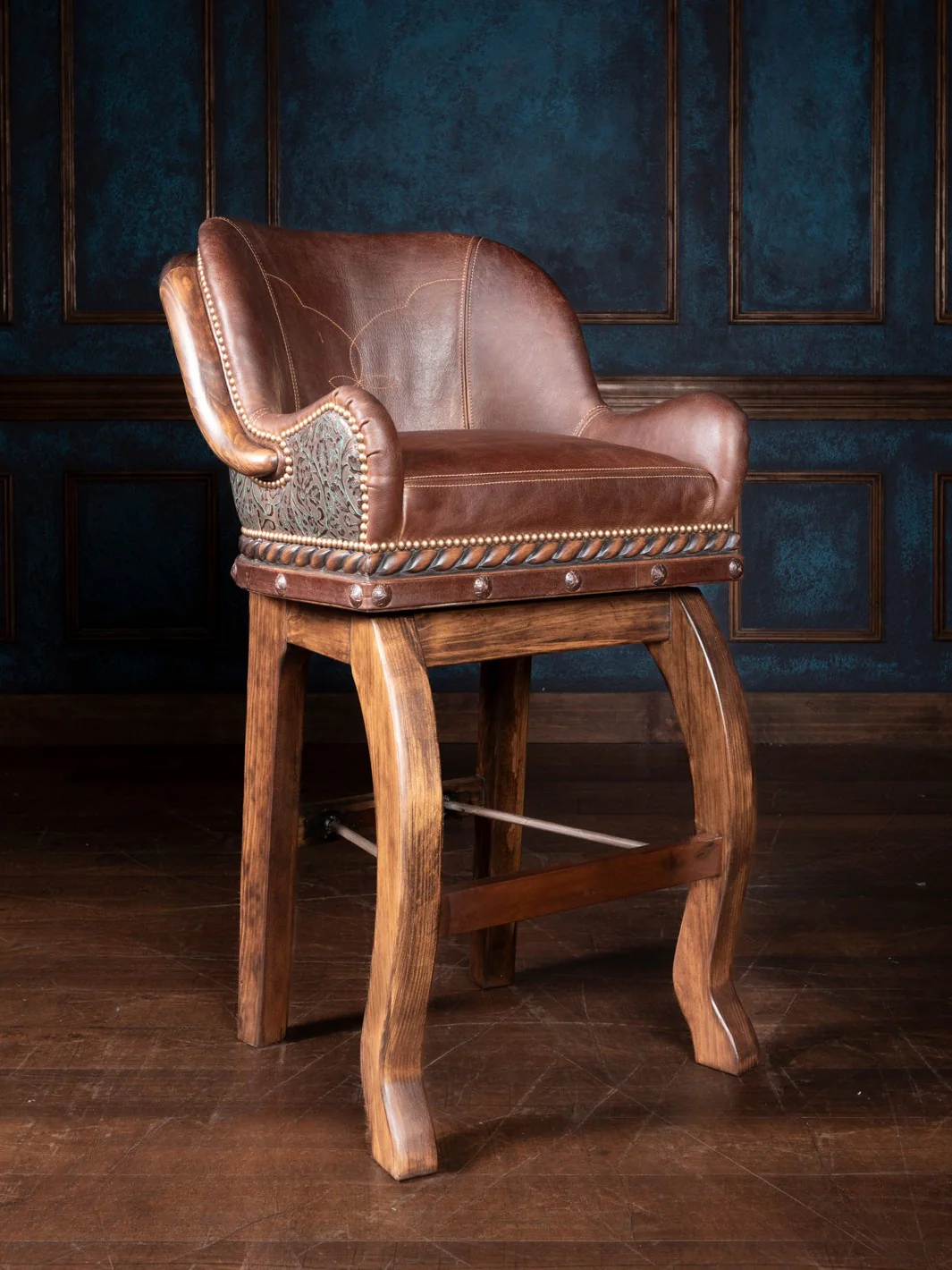Burning Bronze Leather Bar Stool - Image 6