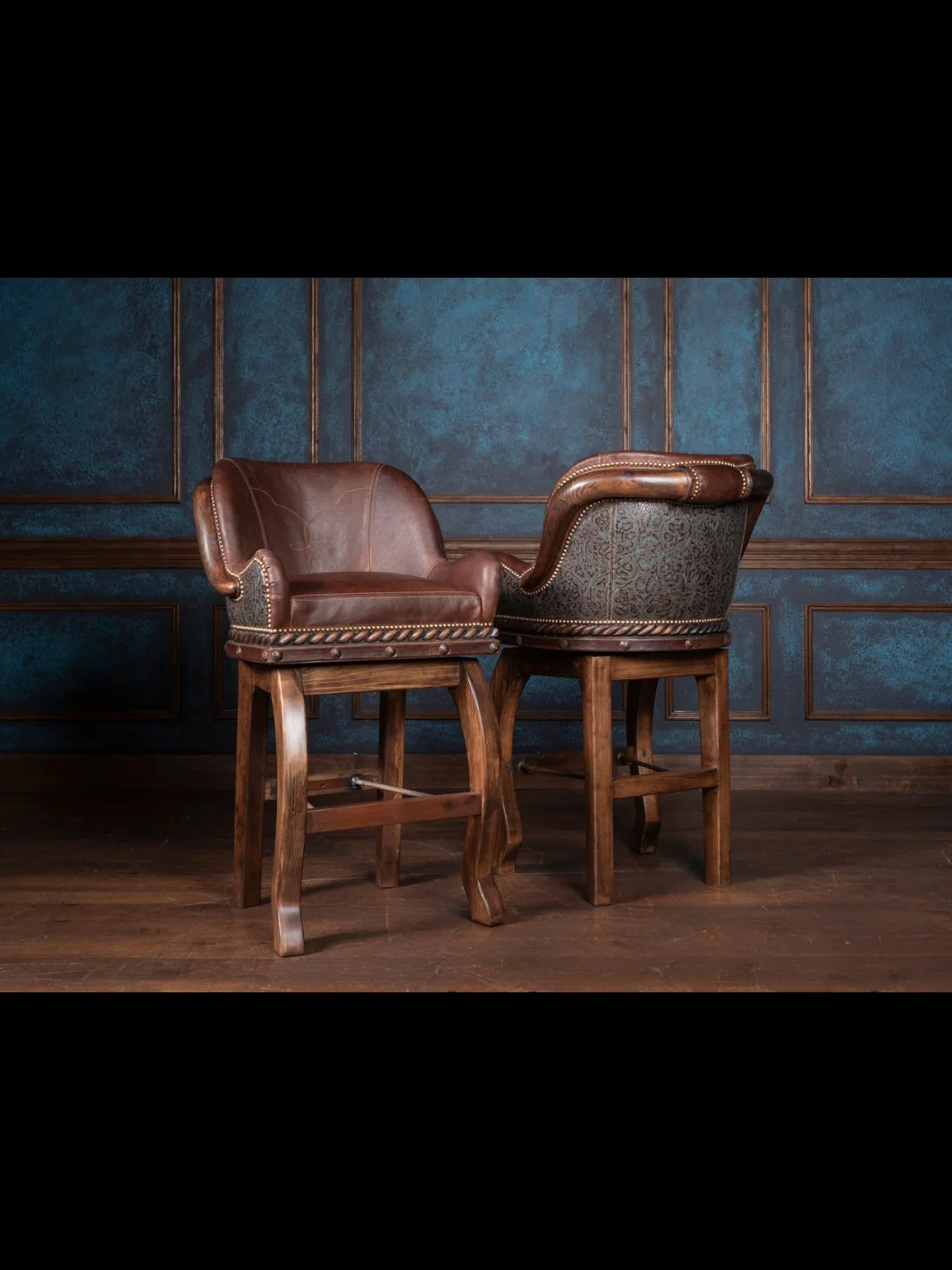 Burning Bronze Leather Bar Stool - Image 8