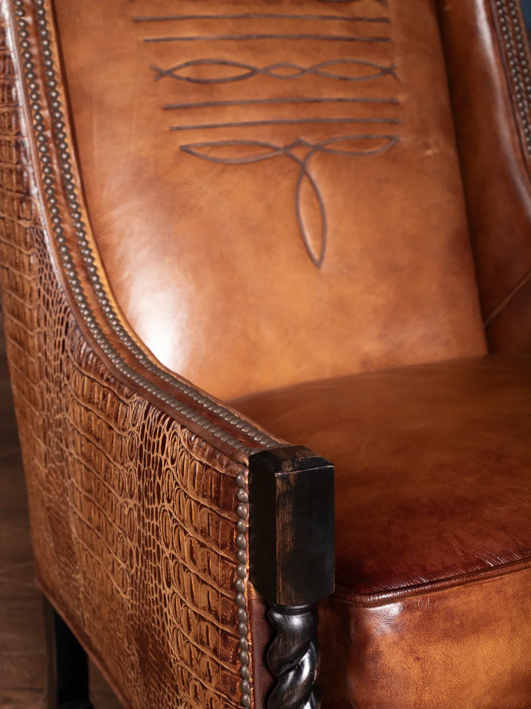 Burnished Boot Stitch Leather Accent Chair - Image 2