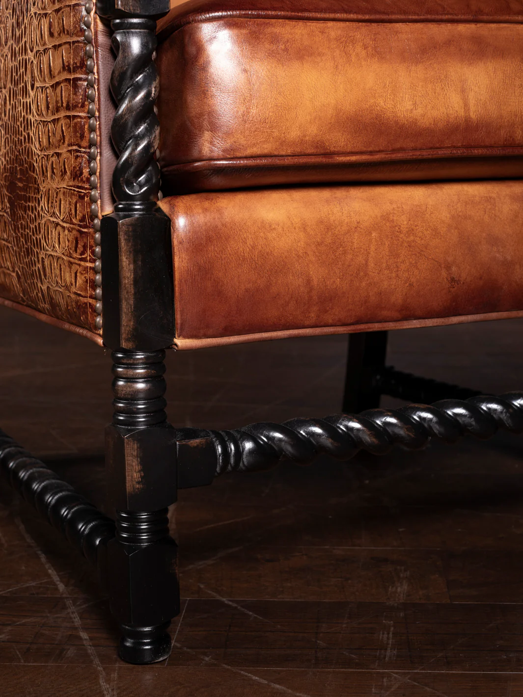 Burnished Boot Stitch Leather Accent Chair - Image 4