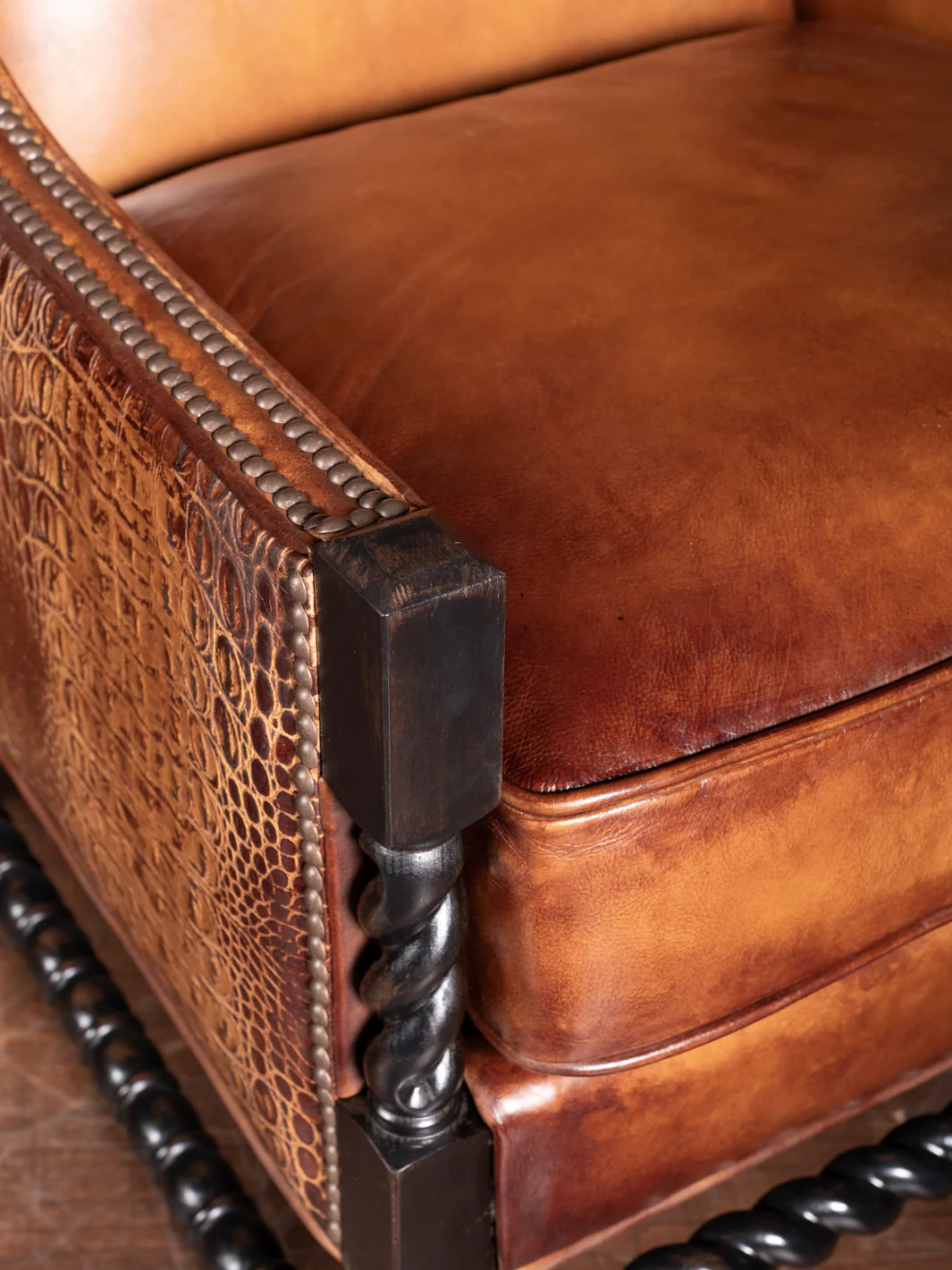 Burnished Boot Stitch Leather Accent Chair - Image 5