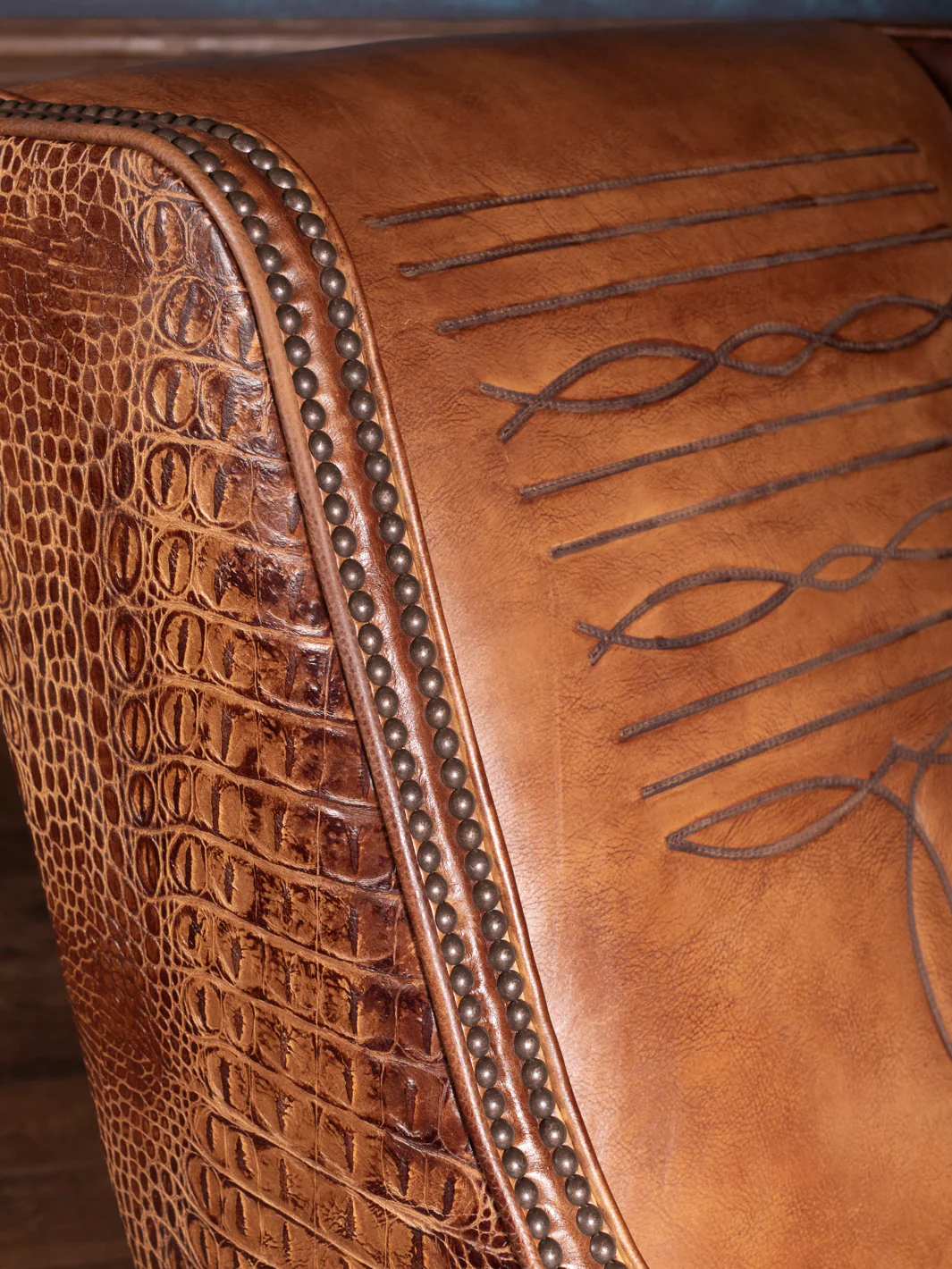 Burnished Boot Stitch Leather Accent Chair - Image 6