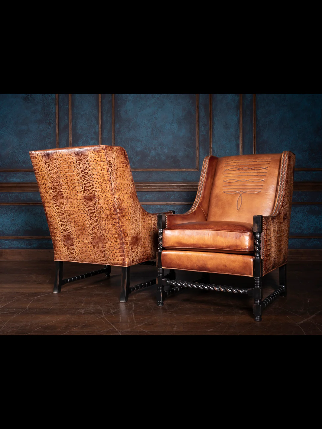Burnished Boot Stitch Leather Accent Chair - Image 7