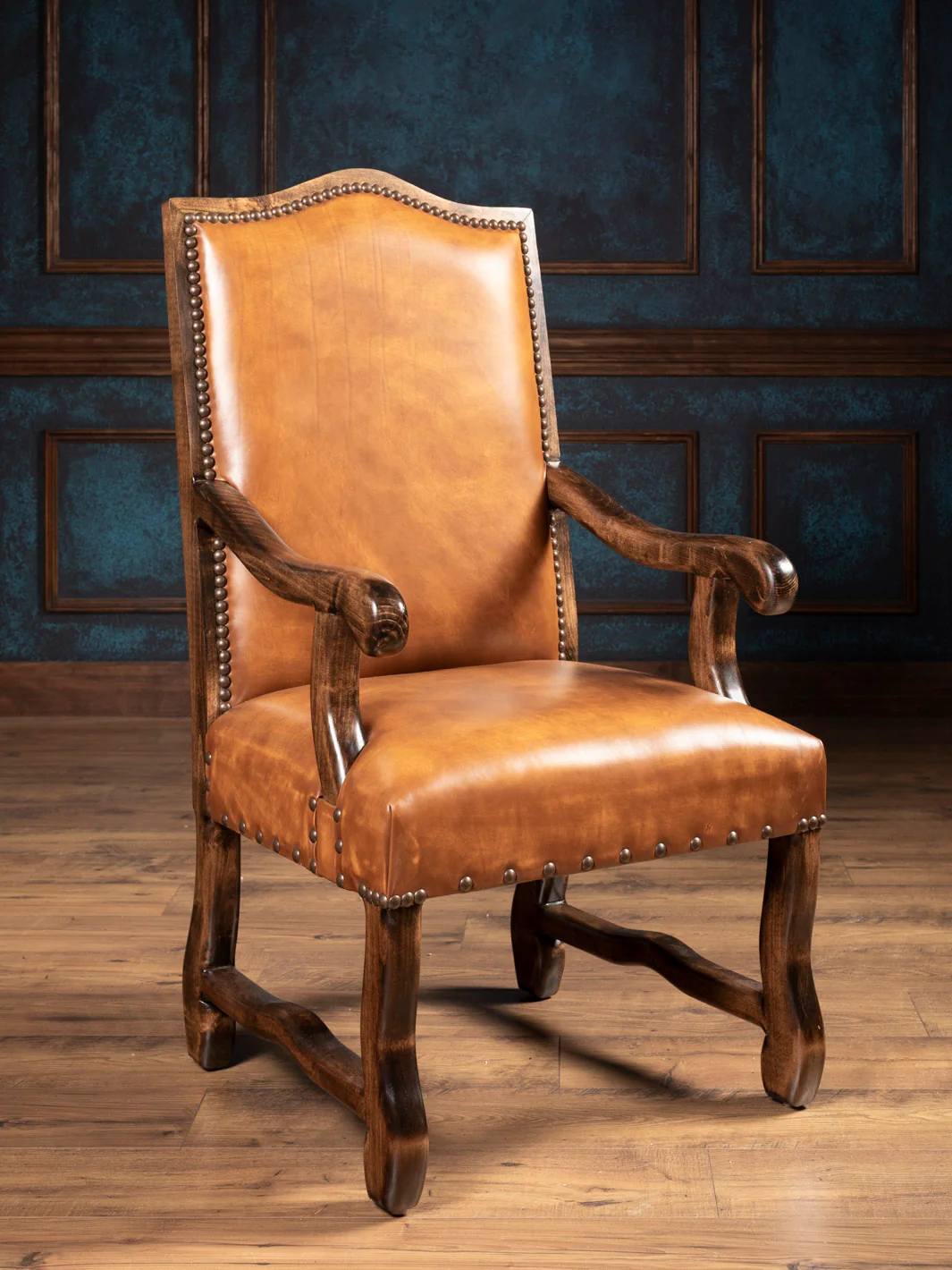 Burnished Brand Leather Dining Chair - Image 4