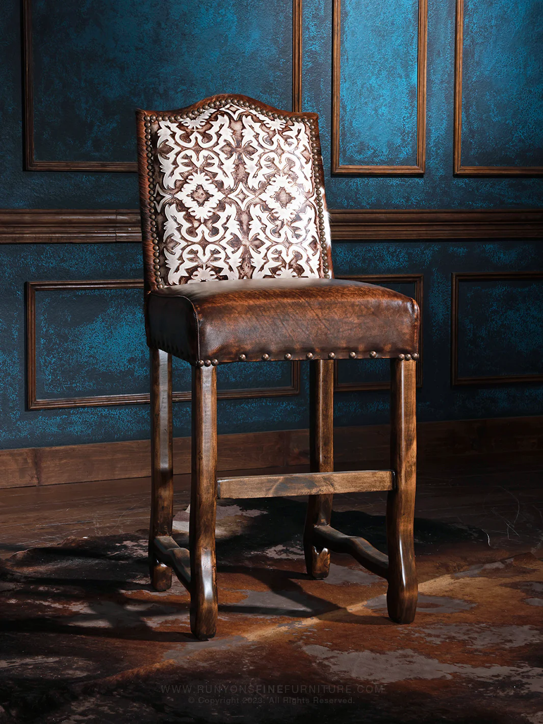 Cattleman's Cowhide and Leather Bar Stool