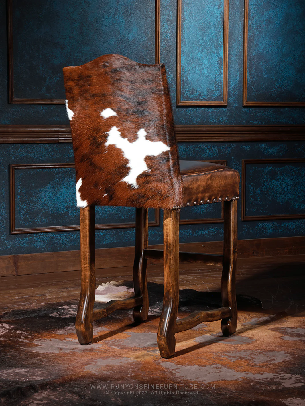 Cattleman's Cowhide and Leather Bar Stool - Image 2