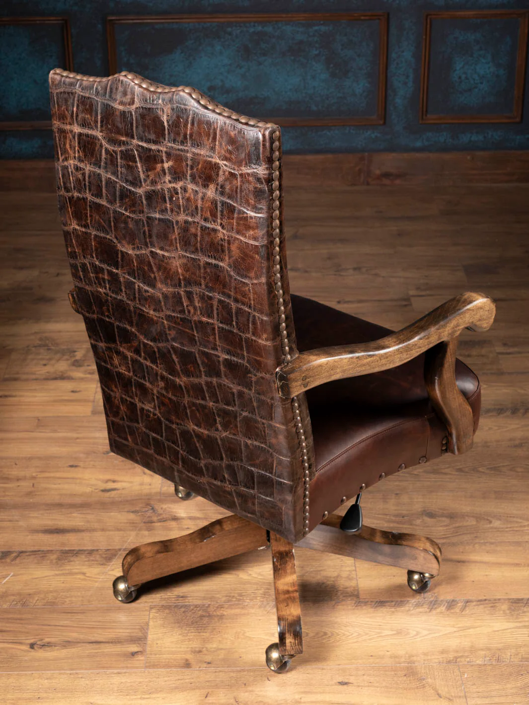 Chocolate Gator Leather Desk Chair - Image 2