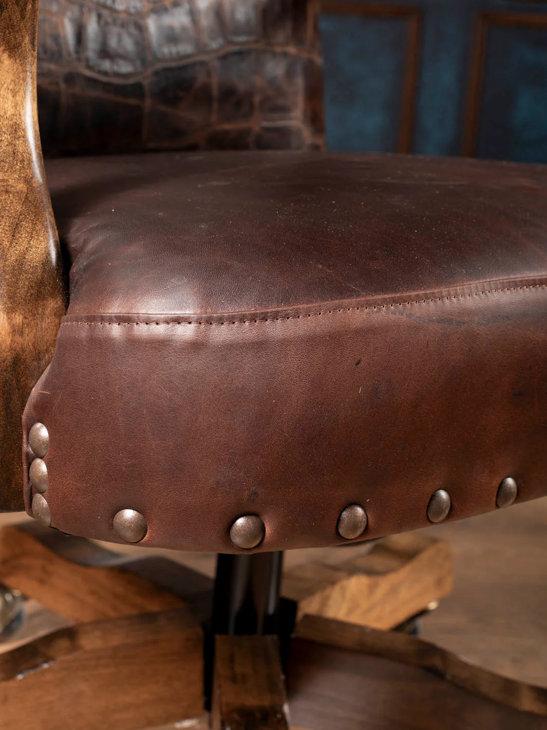 Chocolate Gator Leather Desk Chair - Image 5
