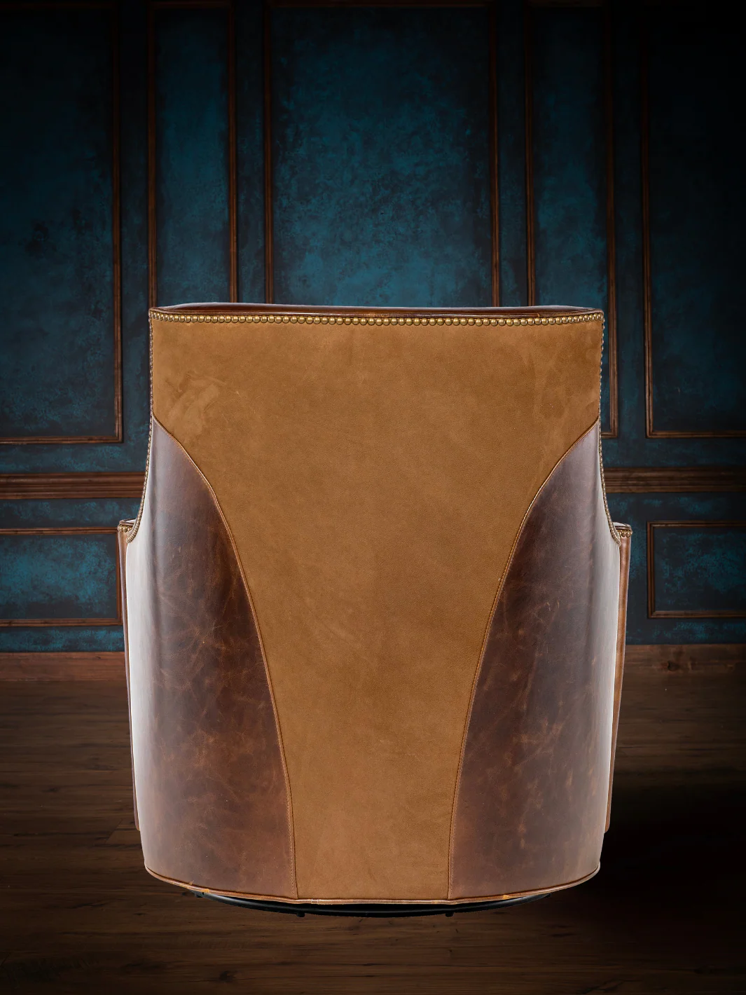 Chocolate Nubuk Leather Swivel Chair - Image 2