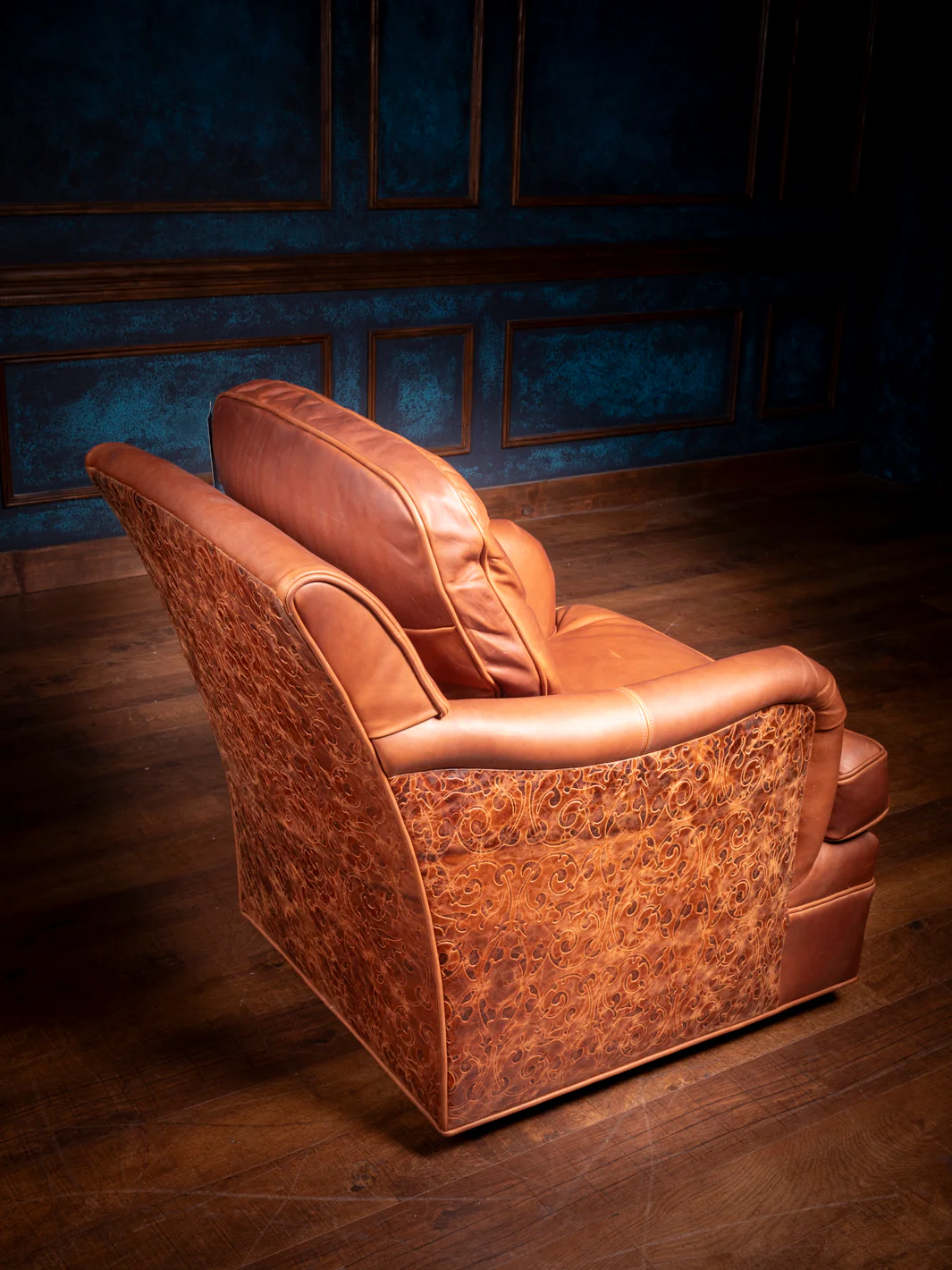 Cowboy Boot Stitch Leather Swivel Chair - Image 5