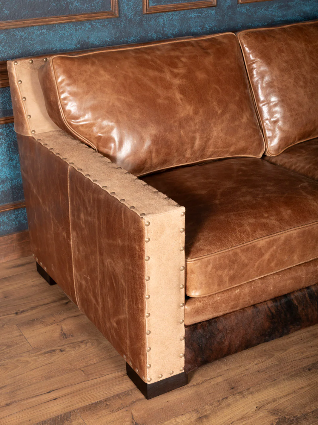 Cowhide Elegance Leather & Suede Sectional - Image 5