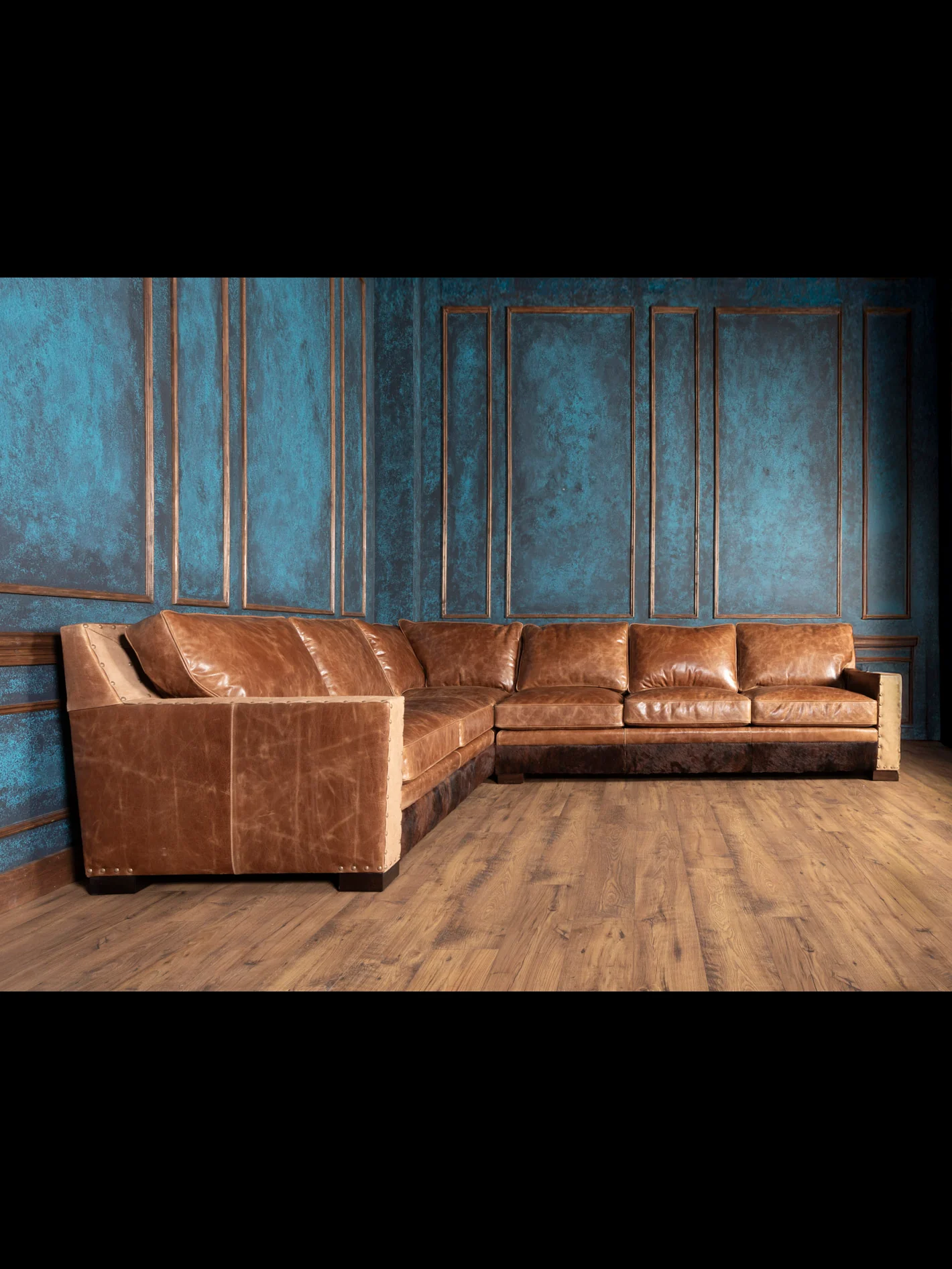 Cowhide Elegance Leather & Suede Sectional - Image 6