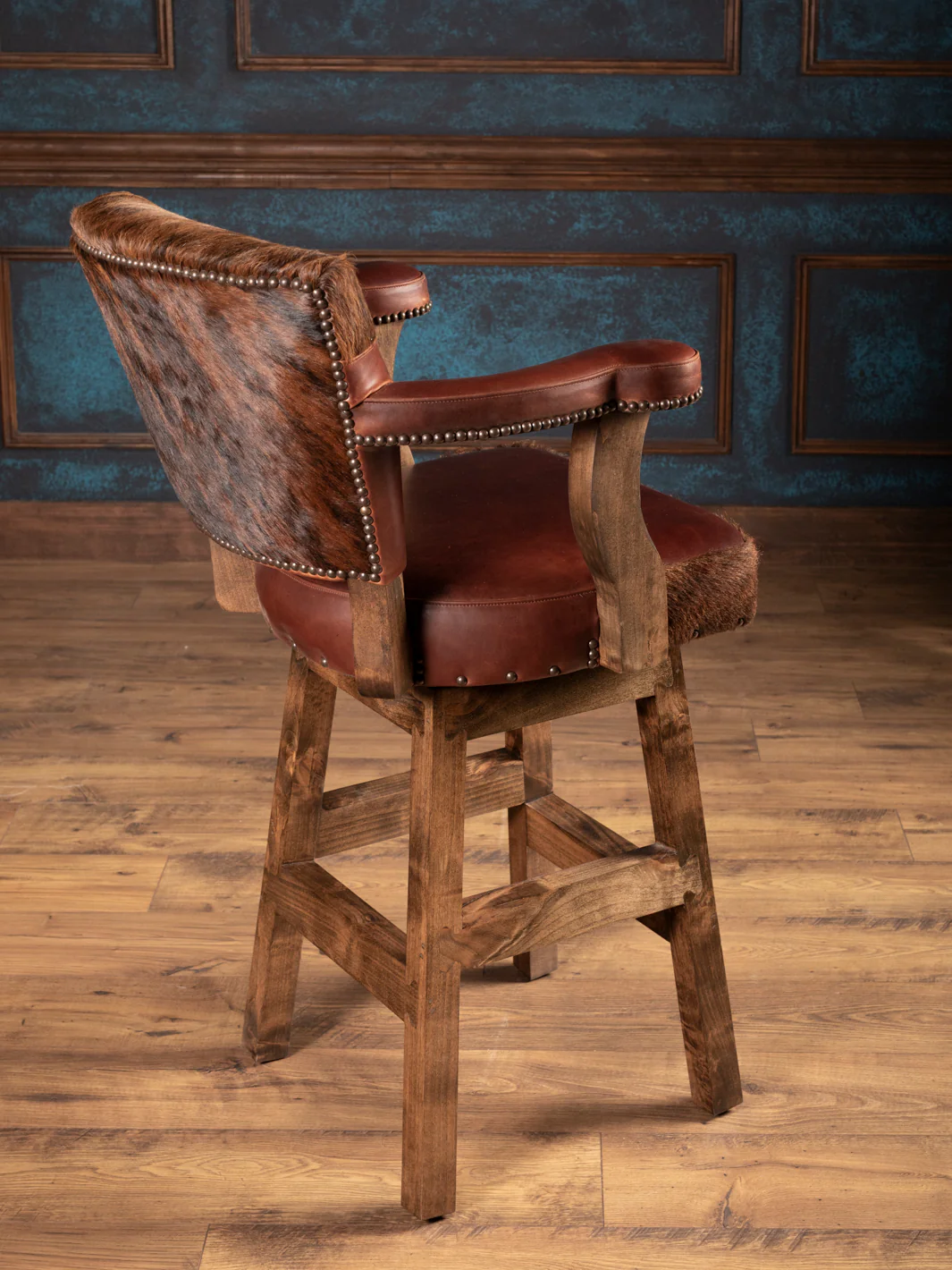 Cowhide & Honey Leather Bar Stool - Image 4