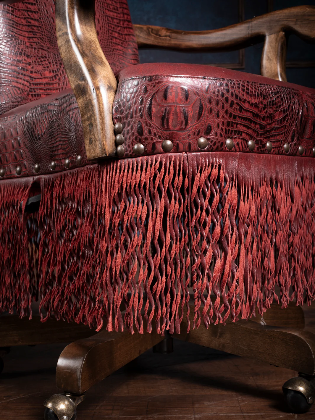 Crimson Fringe Leather Desk Chair - Image 4