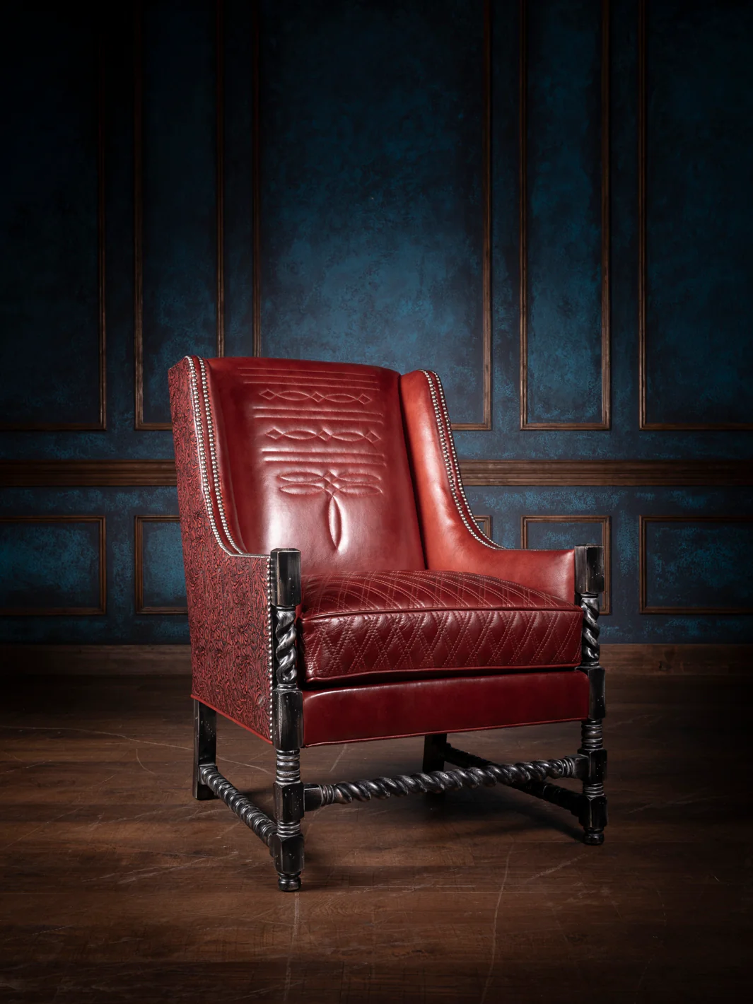 Crimson Quilt Diamond Leather Accent Chair - Image 2