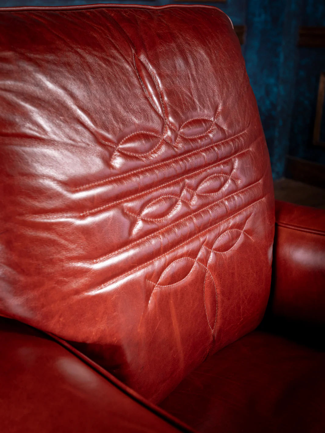 Crimson Stitch Leather Accent Chair - Image 4