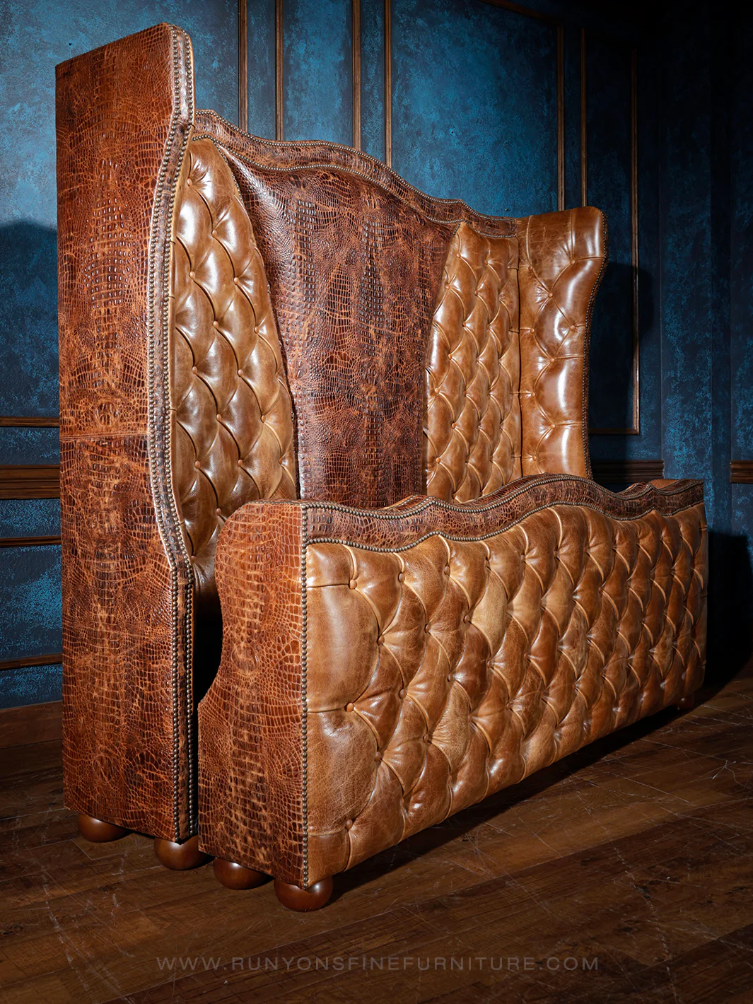 Crocodile Dundee Leather Tufted Bed - Image 2