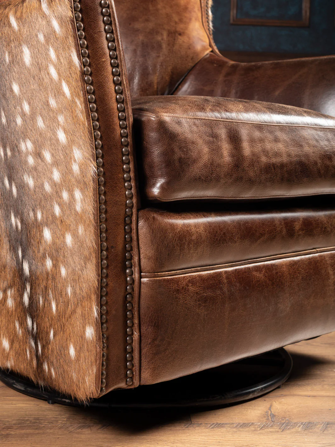 Dark Rum Axis Hide Leather Swivel Chair - Image 5