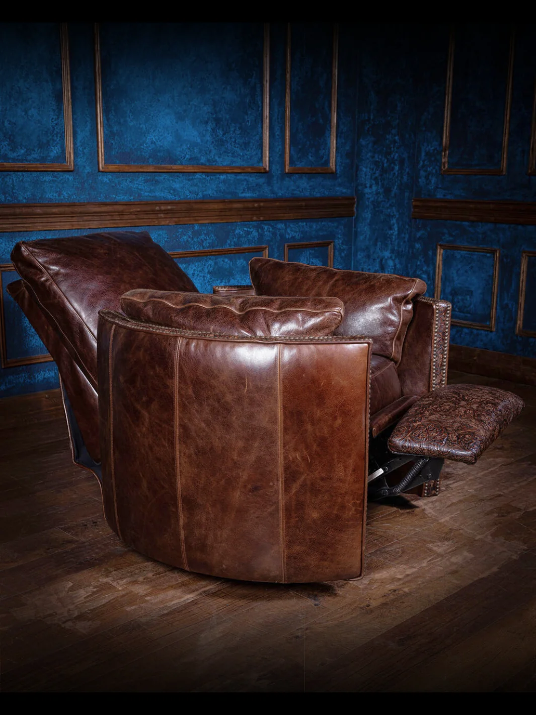 Dark Rum Leather Haven Snug Swivel Recliner - Image 2