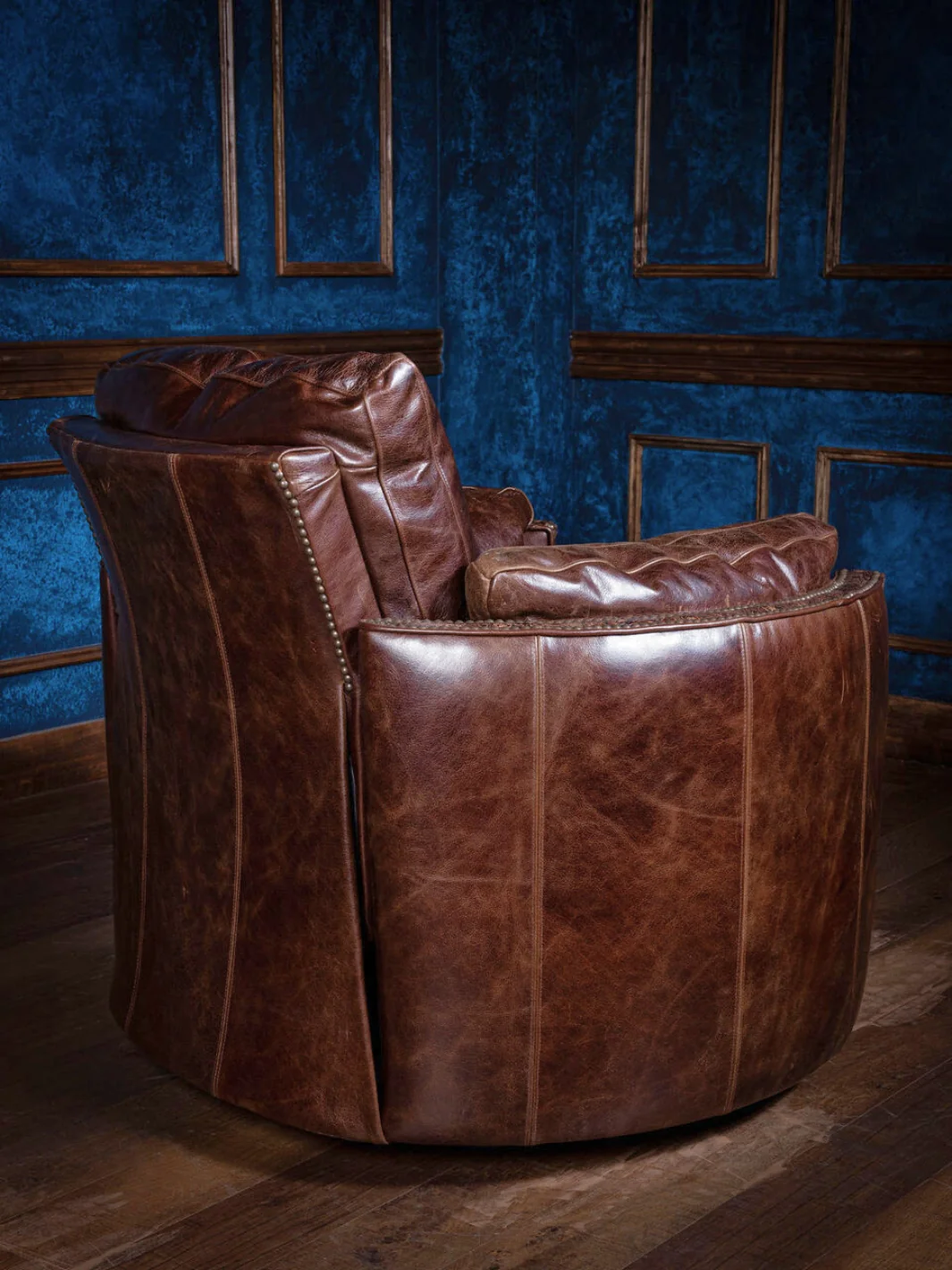 Dark Rum Leather Haven Snug Swivel Recliner - Image 3