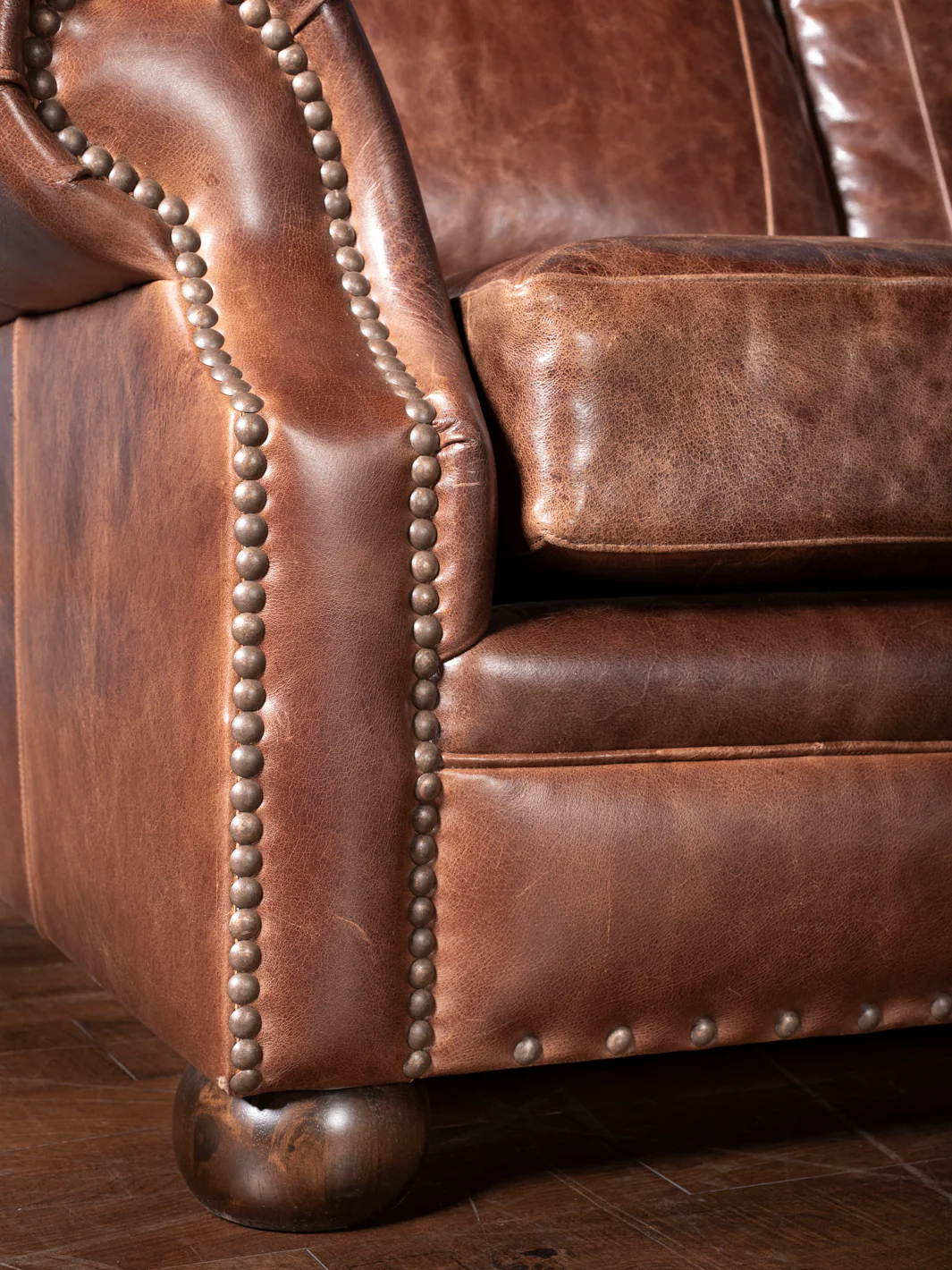 Dark Rum Leather Sectional - Image 3