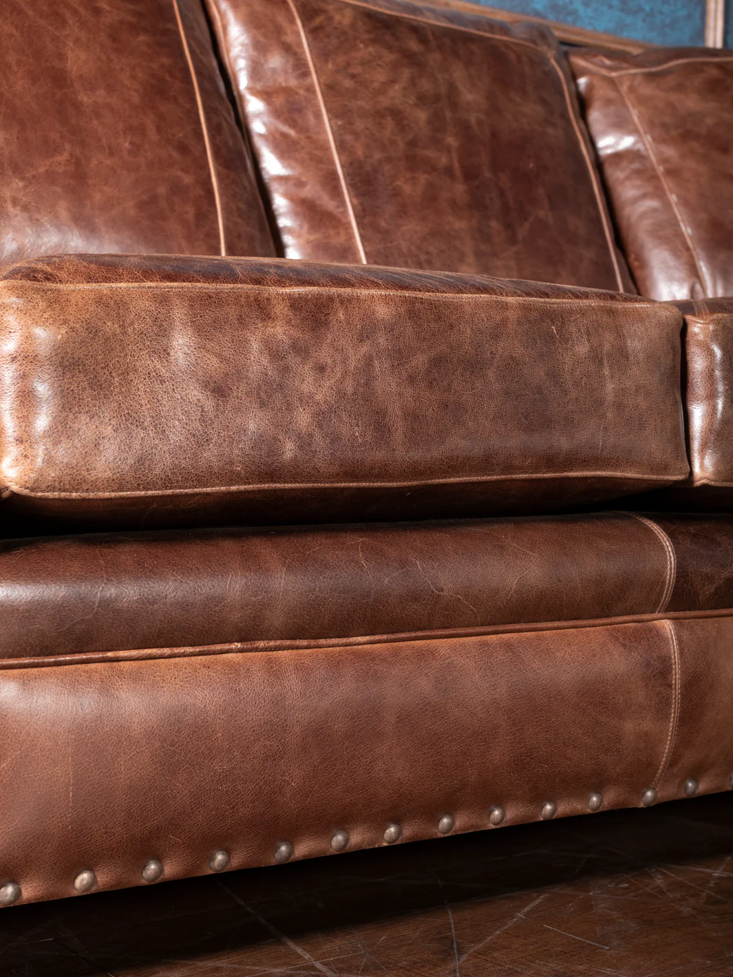 Dark Rum Leather Sectional - Image 4