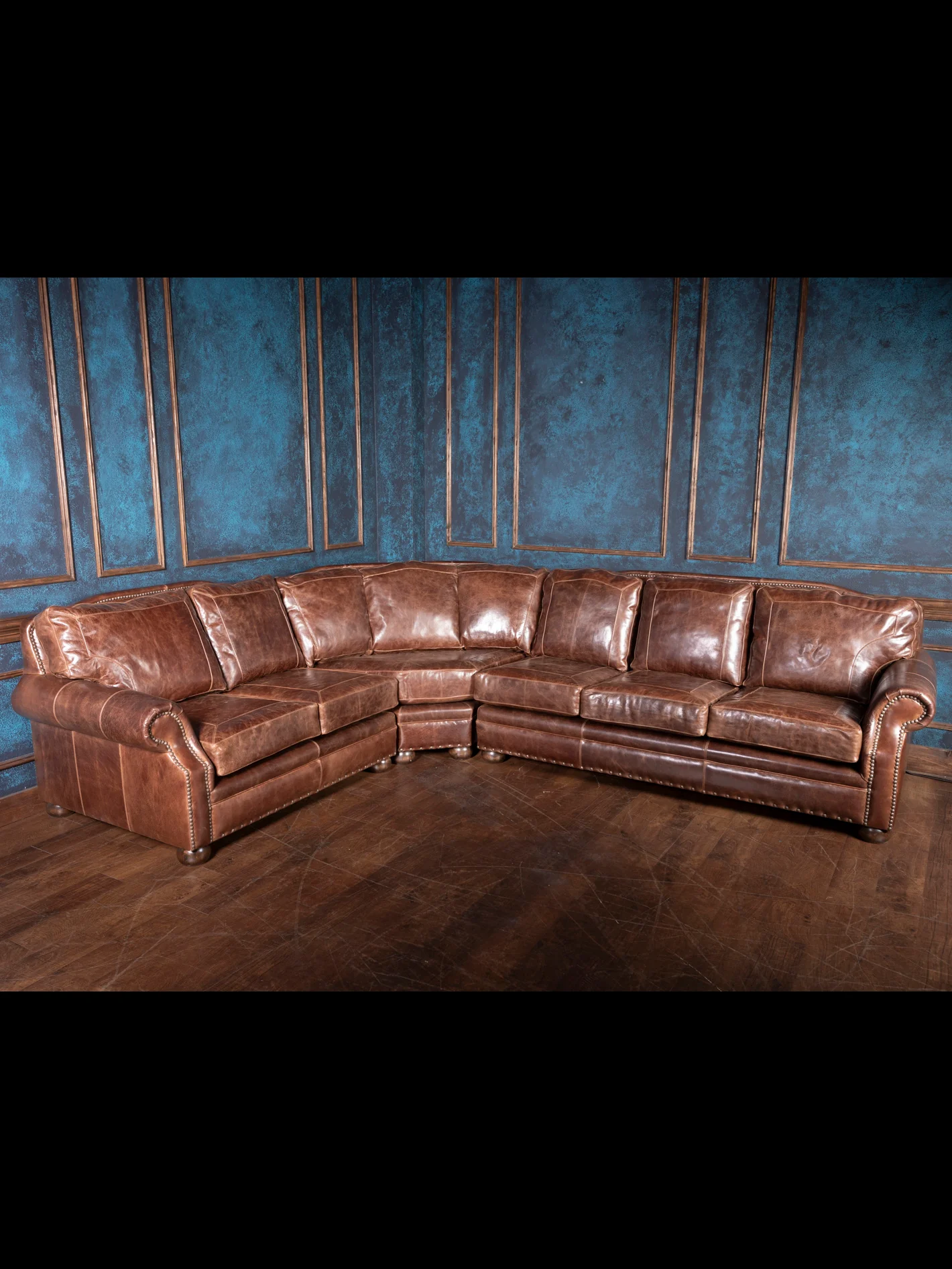 Dark Rum Leather Sectional - Image 5