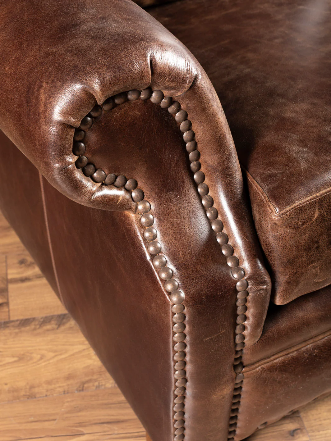 Dark Rum Leather Loveseat - Image 3