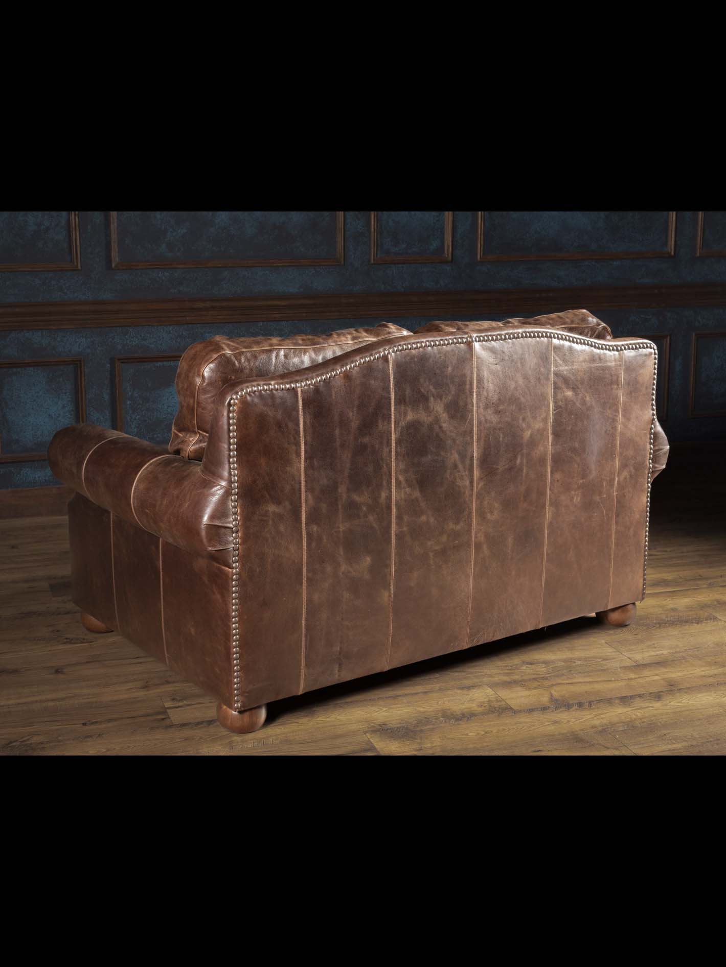 Dark Rum Leather Loveseat - Image 4