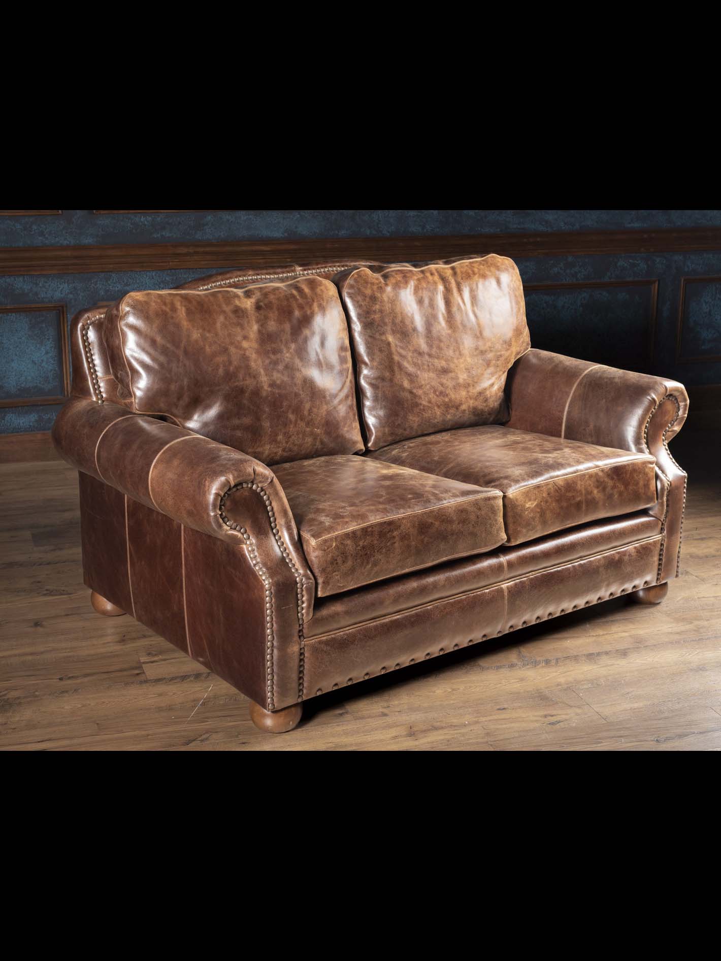 Dark Rum Leather Loveseat - Image 5