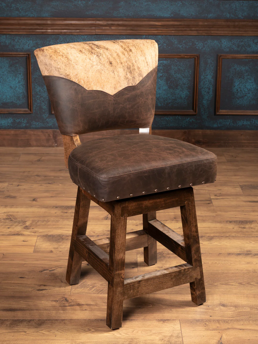 Desert Canyon Hide & Leather Swivel Bar Stool - Image 6