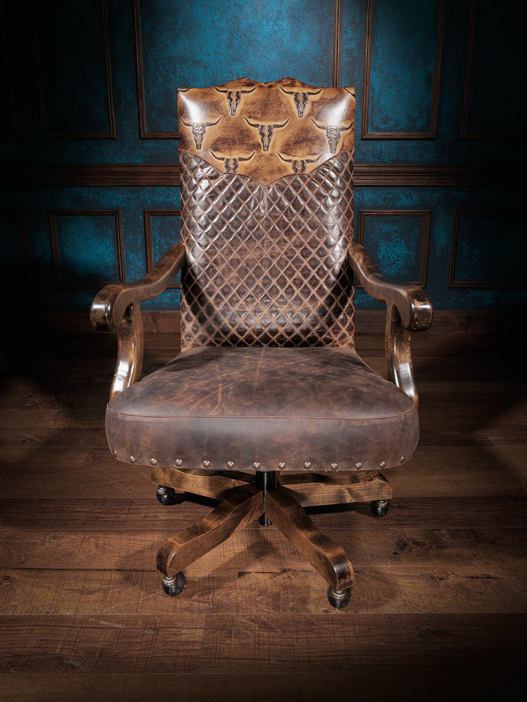 Diamond Longhorn Leather Desk Chair - Image 3