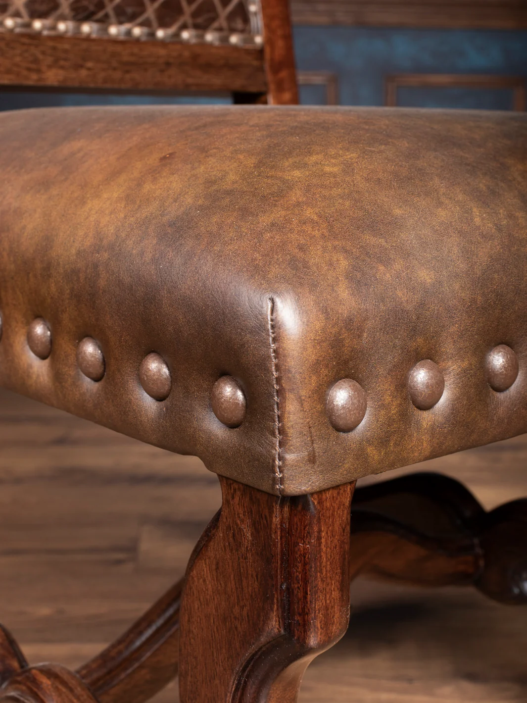 Diamond Stitch Leather Dining Chair - Image 5