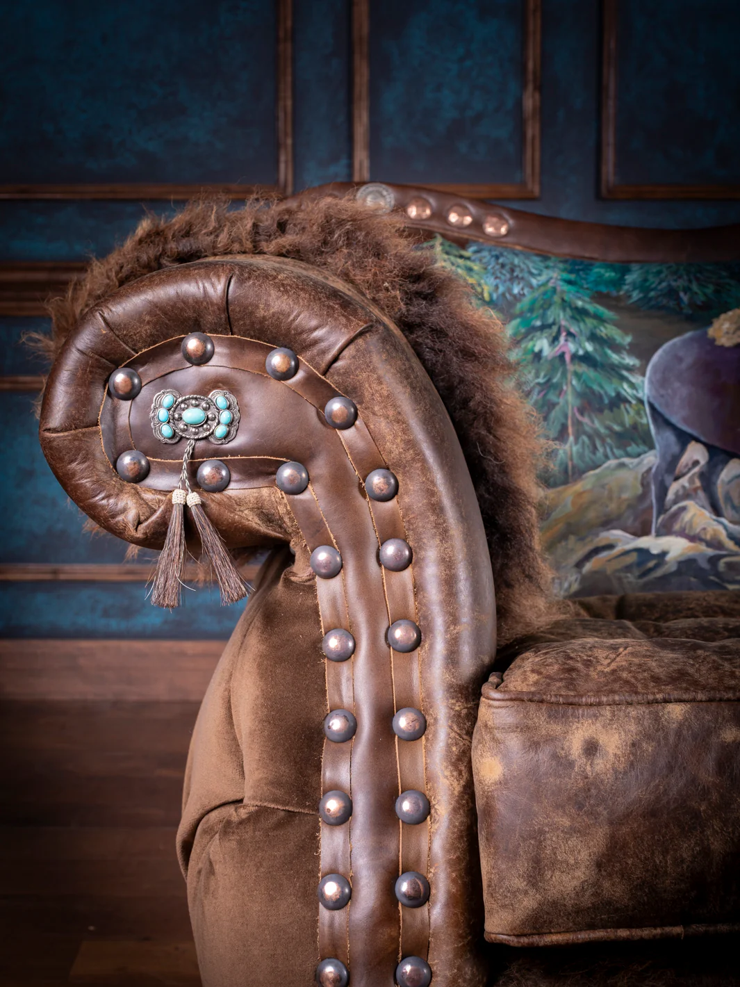 Duncan Phyfe Painted Bison Leather Sofa - Image 4