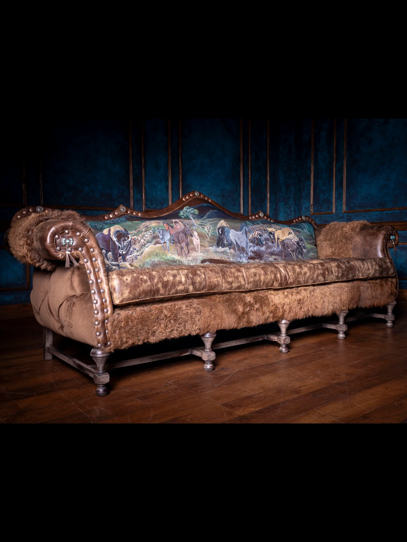 Duncan Phyfe Painted Bison Leather Sofa - Image 6
