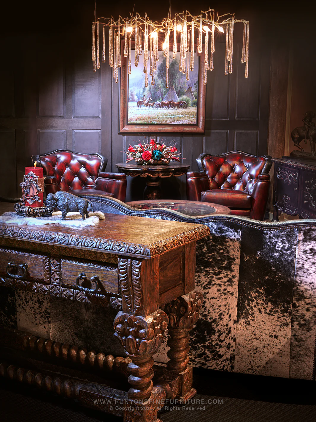 Dutton Red Leather Sofa - Image 3