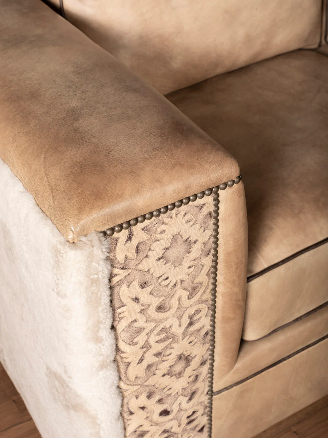 Homestead Haven Shearling Leather Sofa - Image 3